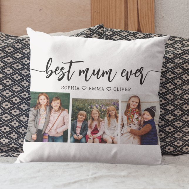 Best Mum Ever - Mother's Day Photo Collage Cushion (Creator Uploaded)