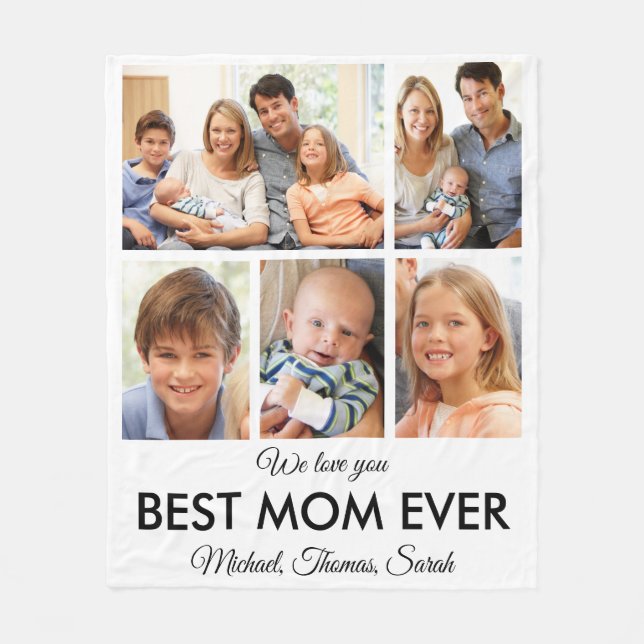 Best Mum Ever Mothers Day Photo Collage Fleece Blanket (Front)