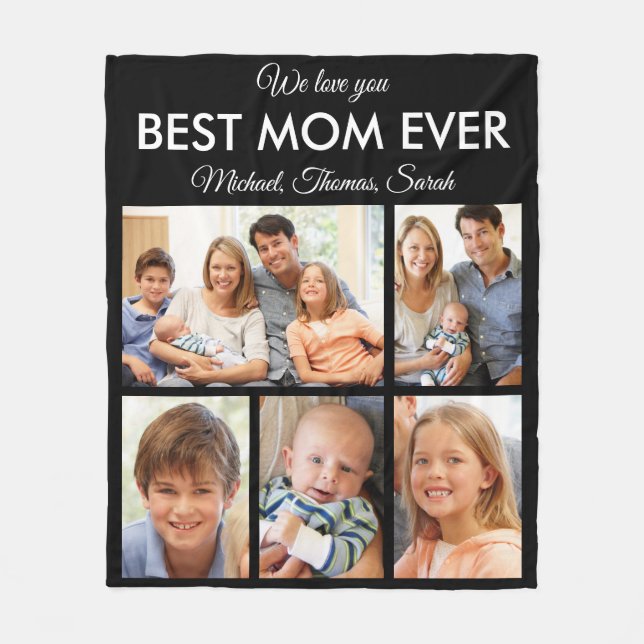 Best Mum Ever Mothers Day Photo Collage Fleece Blanket (Front)
