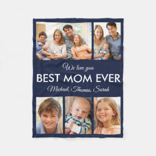 Best Mum Ever Mothers Day Photo Collage Fleece Blanket