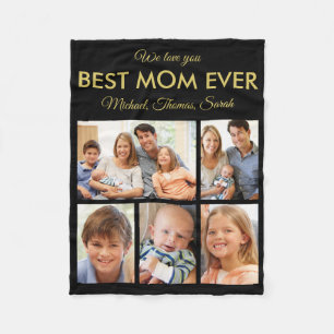 Best Mum Ever Mothers Day Photo Collage Fleece Blanket