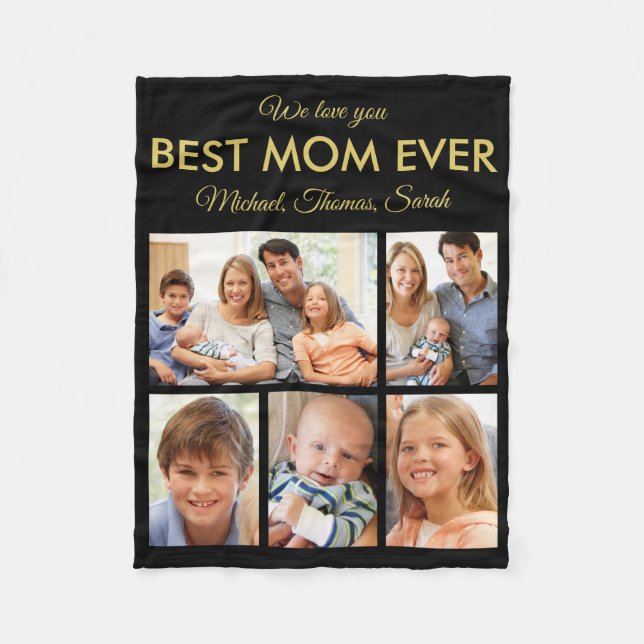 Best Mum Ever Mothers Day Photo Collage Fleece Blanket (Front)
