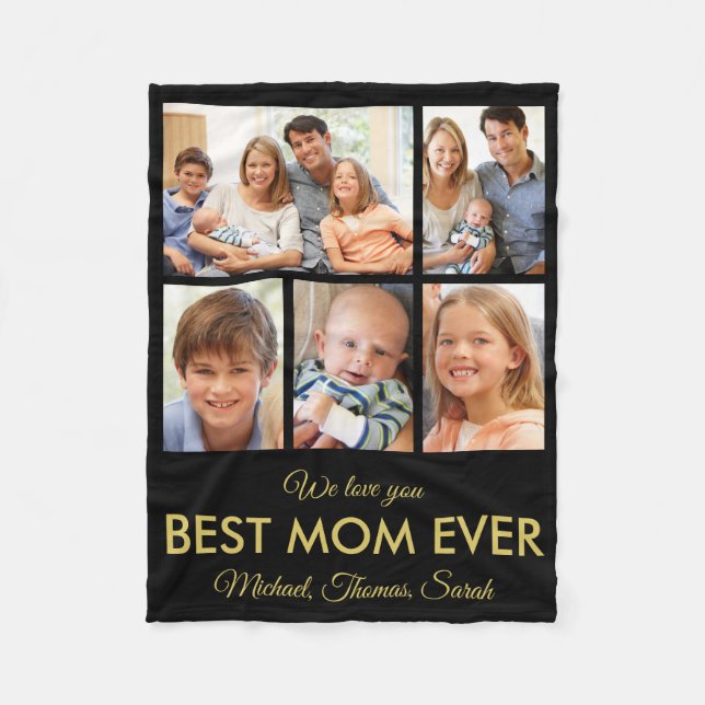 Best Mum Ever Mothers Day Photo Collage Fleece Blanket (Front)
