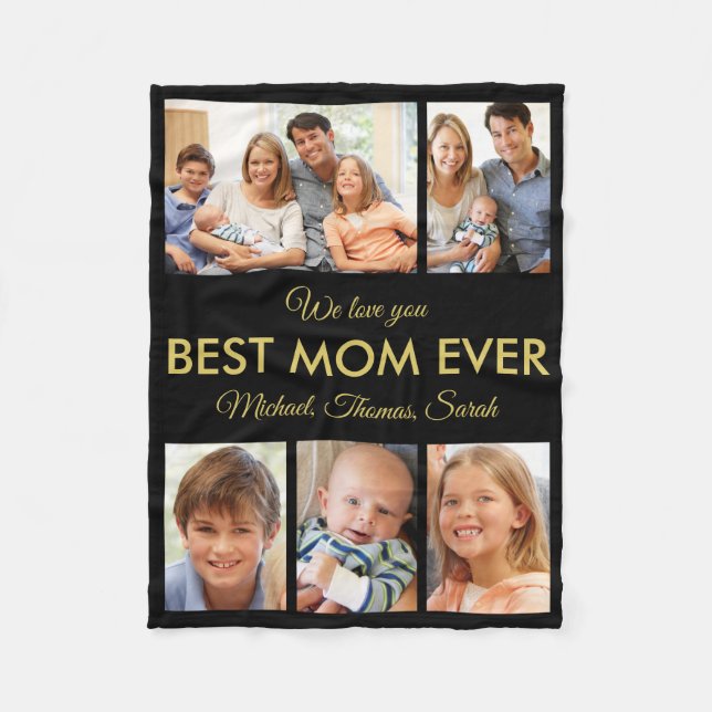 Best Mum Ever Mothers Day Photo Collage Fleece Blanket (Front)