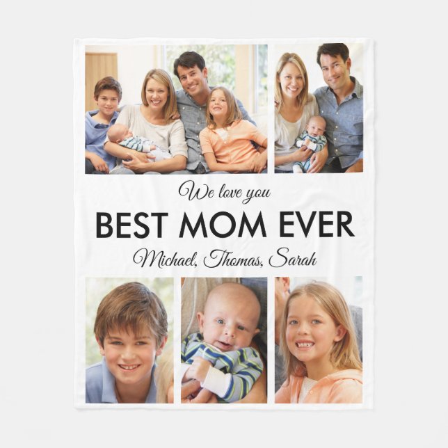 Best Mum Ever Mothers Day Photo Collage Fleece Blanket (Front)