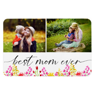 Best Mum Ever Mother's Day Photo Collage Floral Magnet