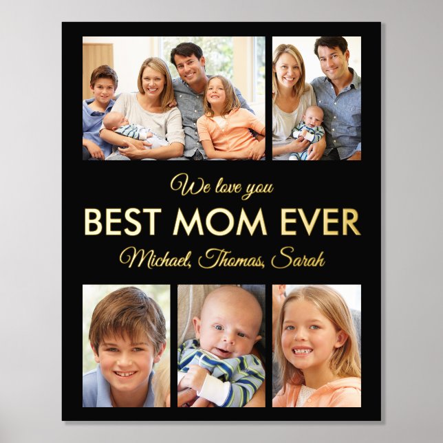 Best Mum Ever Mothers Day Photo Collage Foil Prints (Front)