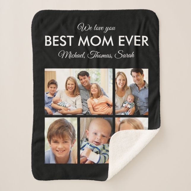 Best Mum Ever Mothers Day Photo Collage Sherpa Blanket (Front)