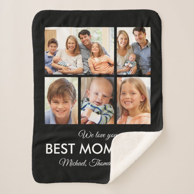 Best Mum Ever Mothers Day Photo Collage Sherpa Blanket (Front)