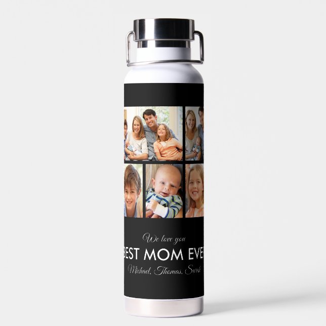Best Mum Ever Mothers Day Photo Collage Water Bottle (Back)