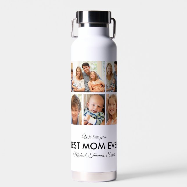 Best Mum Ever Mothers Day Photo Collage Water Bottle (Front)