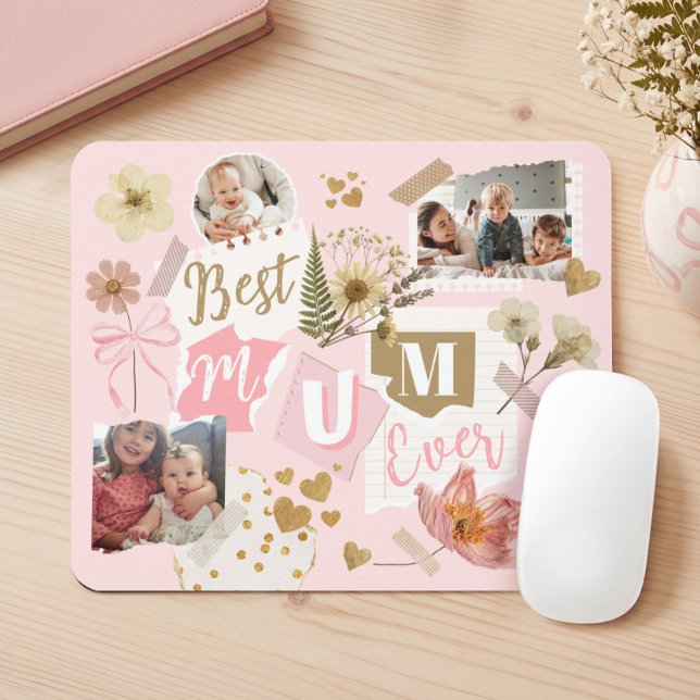 Best Mum Ever Mother's Day Scrapbook Photo Collage Mouse Mat (Best Mum Ever Mother's Day Scrapbook Photo Collage Mouse Pad)