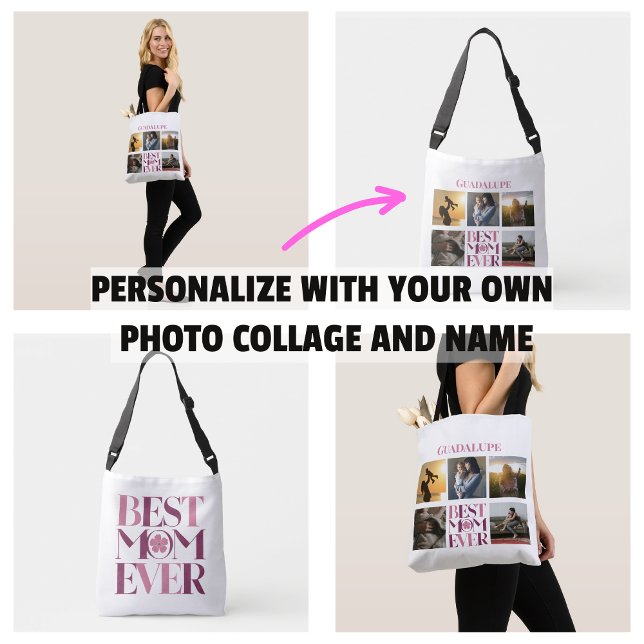 Best Mum Ever Mother's Photo Collage Cute Pink Crossbody Bag (Best Mom Ever Mother's Photo Collage Cute Pink Bag)