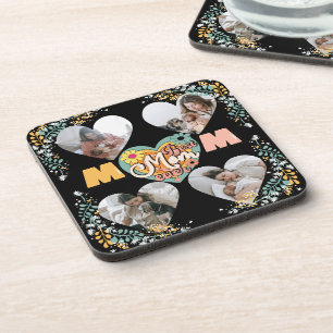 Best Mum Ever Multi Heart shape Photo Fleece Blank Coaster