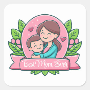 Best Mum Ever, Mum And Child, Custom Square Sticker