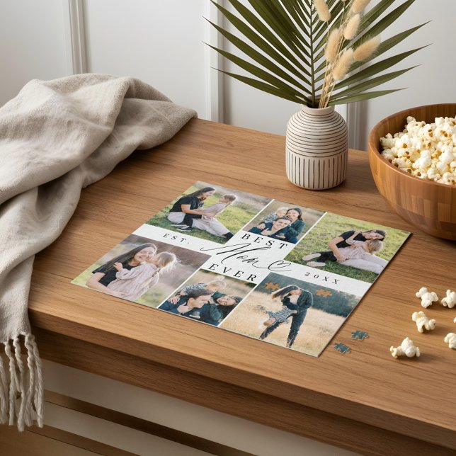 Best Mum Ever Mum Script Heart Photo Collage Jigsaw Puzzle (Best Mom Ever Mom Script Heart Photo Collage Jigsaw Puzzle)