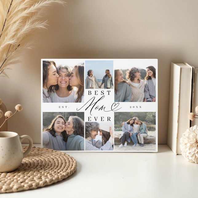 Best Mum Ever Mum Script Heart Photo Collage Plaque (Best Mom Ever Mom Script Heart Photo Collage Plaque)