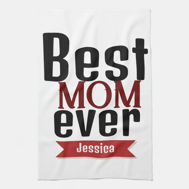 best mum ever, mummy mother mama personalise name tea towel (Vertical)