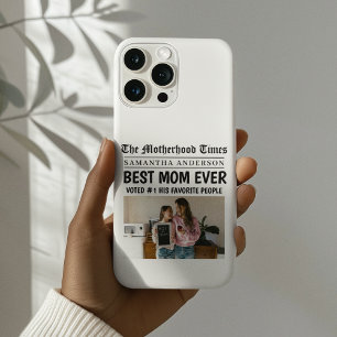 Best Mum Ever Newspaper Custom Name & Photo iPhone 16 Pro Case