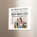 Best Mum Ever Newspaper Custom Name & Photo Magnet<br><div class="desc">Put mum in the headlines—literally! This hilarious and heartfelt square photo magnet is styled like a vintage newspaper front page and features your custom name, photo, and the bold headline “Best Mum Ever – Voted #1 by Her Favourite People.” Perfect as a small but meaningful gift for Mother’s Day, birthdays,...</div>