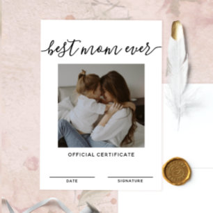 Best Mum Ever Official Certificate Mothers Day Inv Invitation