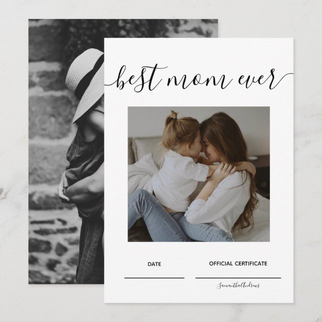 Best Mum Ever Official Certificate Mothers Day Invitation (Front/Back)