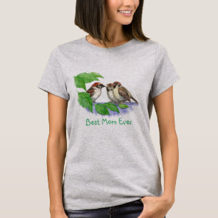 Best Mum Ever or Custom Quote Bird Family T-Shirt
