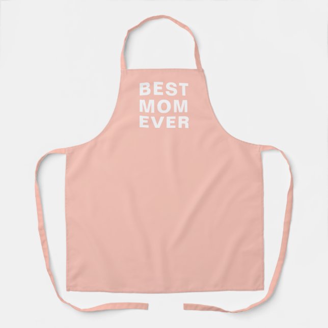 Best Mum Ever Pastel Peach Typography Kitchen  Apron (Front)