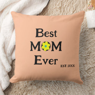 best mum ever peach retro watercolor mothers day cushion