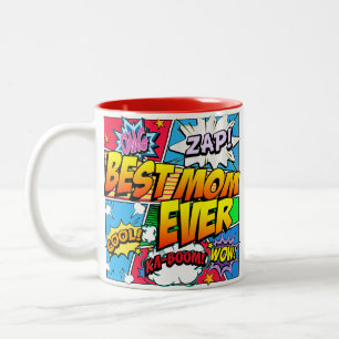 Best Mum Ever Personalise Comic Book Two-Tone Coffee Mug