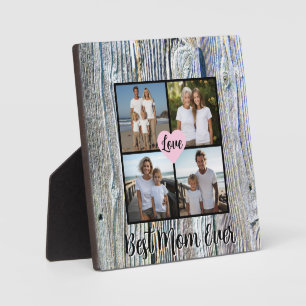  Best Mum ever personalise distressed wood photo  Plaque