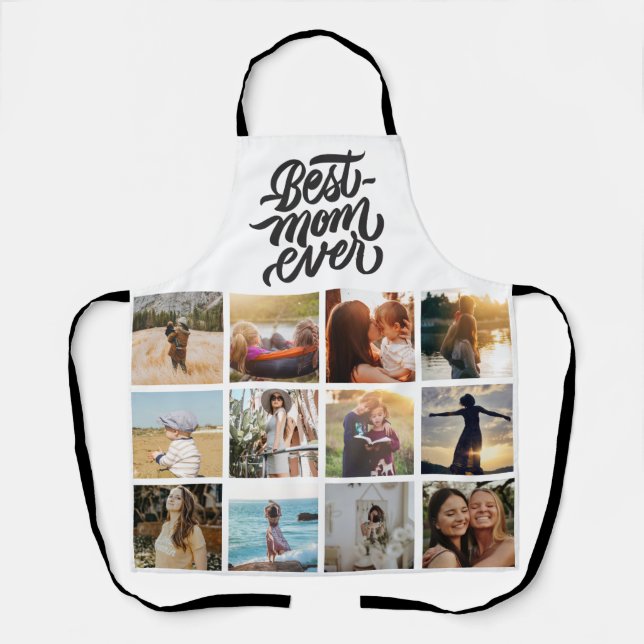 Best Mum Ever Personalised 12 Photo Collage Apron (Front)