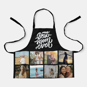 Best Mum Ever Personalised 12 Photo Collage Black Apron