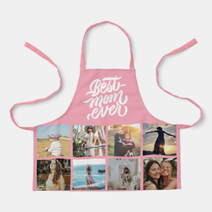 Best Mum Ever Personalised 12 Photo Collage Pink Apron