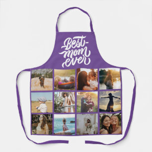 Best Mum Ever Personalised 12 Photo Collage Purple Apron