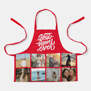 Best Mum Ever Personalised 12 Photo Collage Red Apron