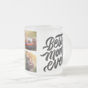Best Mum Ever Personalised 6 Photo Collage Frosted Glass Coffee Mug