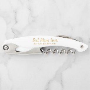Best Mum Ever personalised custom script text Corkscrew