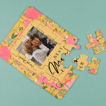 Best mum ever personalised family photo and text jigsaw puzzle<br><div class="desc">Modern cute floral custom photo personalised mum's birthday or Mother's Day family keepsake puzzle with a pastel colourful botanical pattern and a trendy "best mum ever" typography script overlay.           Perfect gift for mum or grandma.</div>