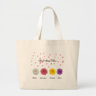 Best Mum Ever Personalised Floral Birth Gift Large Tote Bag