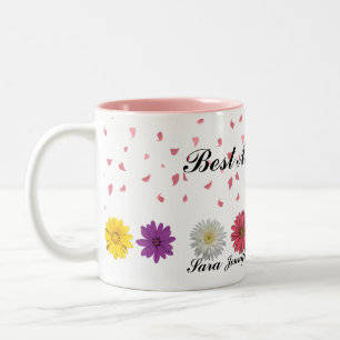 Best Mum Ever Personalised Floral Birth Gift Two-Tone Coffee Mug