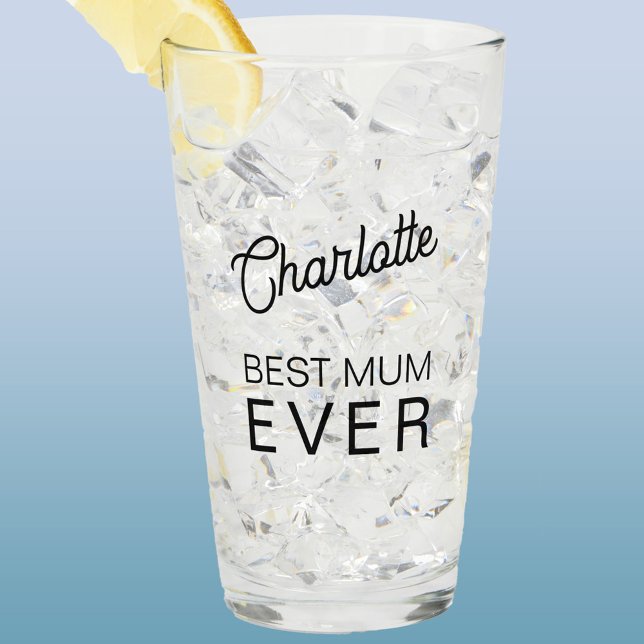 Best Mum Ever Personalised Name Glass (Personalized Best Mum Ever glass tumbler)