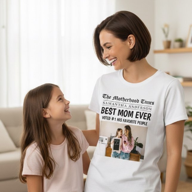 Best Mum Ever Personalised Newspaper Photo  T-Shirt (Creator Uploaded)