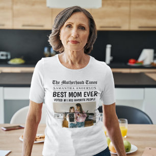 Best Mum Ever Personalised Newspaper Photo  T-Shirt