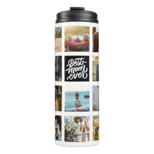 Best Mum Ever Personalised Photo Collage Black Thermal Tumbler