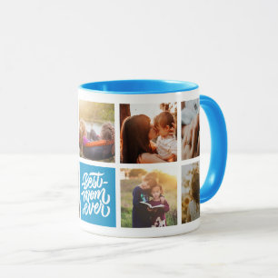 Best Mum Ever Personalised Photo Collage Blue Mug