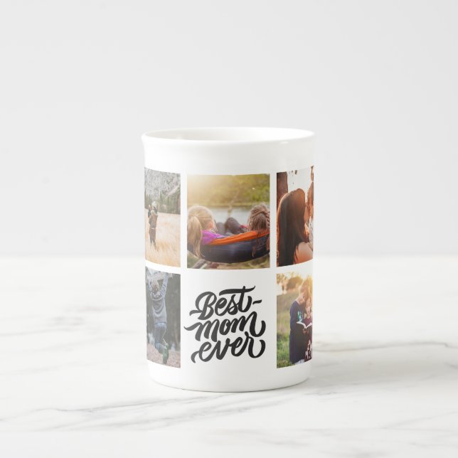 Best Mum Ever Personalised Photo Collage Bone China Mug (Front)