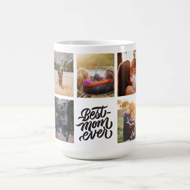 Best Mum Ever Personalised Photo Collage Magic Mug (Center)