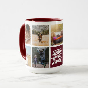 Best Mum Ever Personalised Photo Collage Maroon Mug