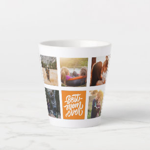 Best Mum Ever Personalised Photo Collage Orange Latte Mug